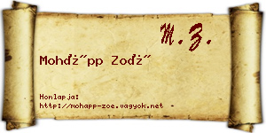 Mohápp Zoé névjegykártya